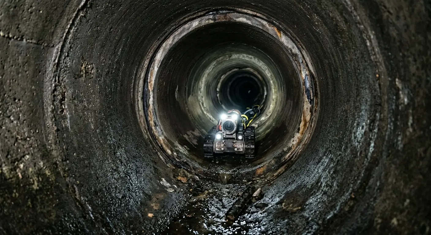 Robotic sewer camera inspecting pipe interior for Sewer Line Repair in Crafton